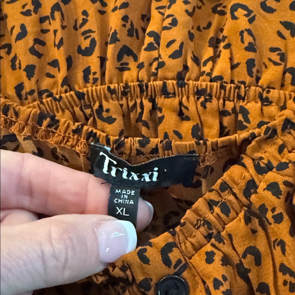 Trixxi Rust Orange and Black Leopard Print Dress - Picture 3 of 3